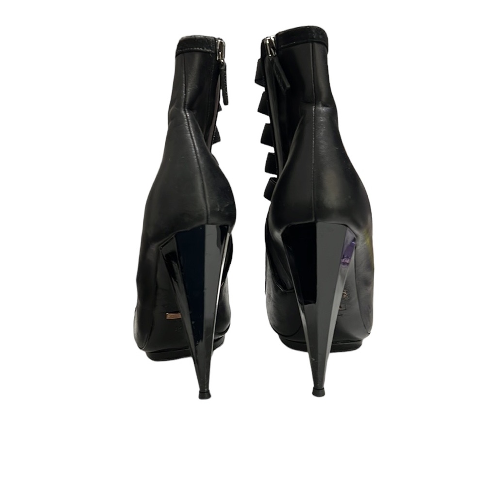 Gucci Black Elastic And Leather Isadora Gladiator Booties Size 39 - Picture 10 of 15
